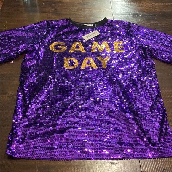 Why Dress Purple Sequin Game Day Tunic Dress O/S NWT - Picture 1 of 6